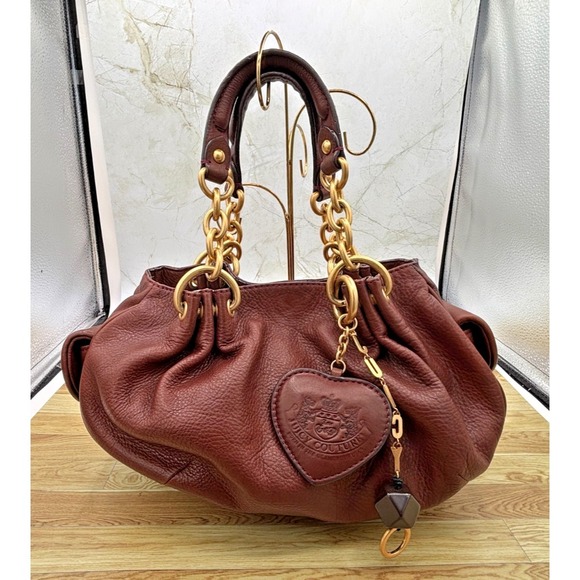 Y2K Vintage Juicy Couture Hobo Shoulder Bag Slouch Purse Chunky Hardware Charms